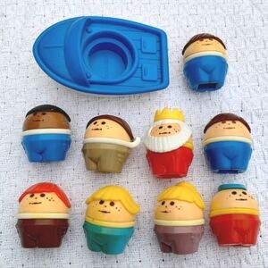 Vintage Little Tikes Toddle Tots Lot Of 9 People & Boat King Aviator 80s 90s Toy